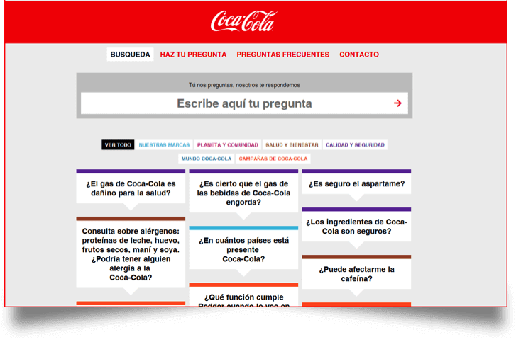 Coca Cola ejemplo de website y blog