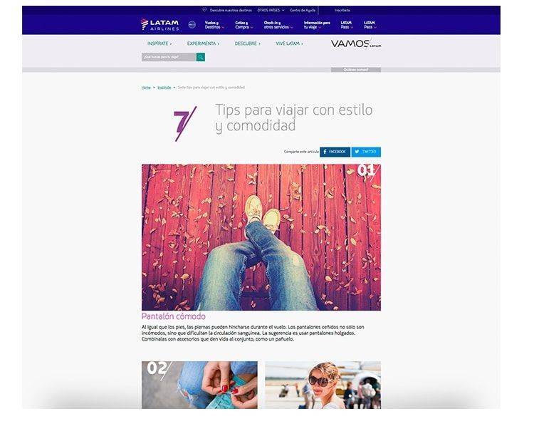 Latam Airlines: Ejemplo del blog Qué es el content marketing: todo lo que necesitas saber