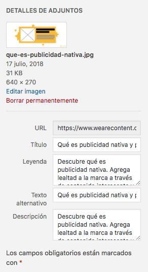 Atributos ALT en WordPress