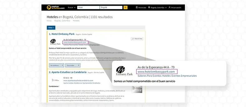 Ejemplo de backlinks en directorios