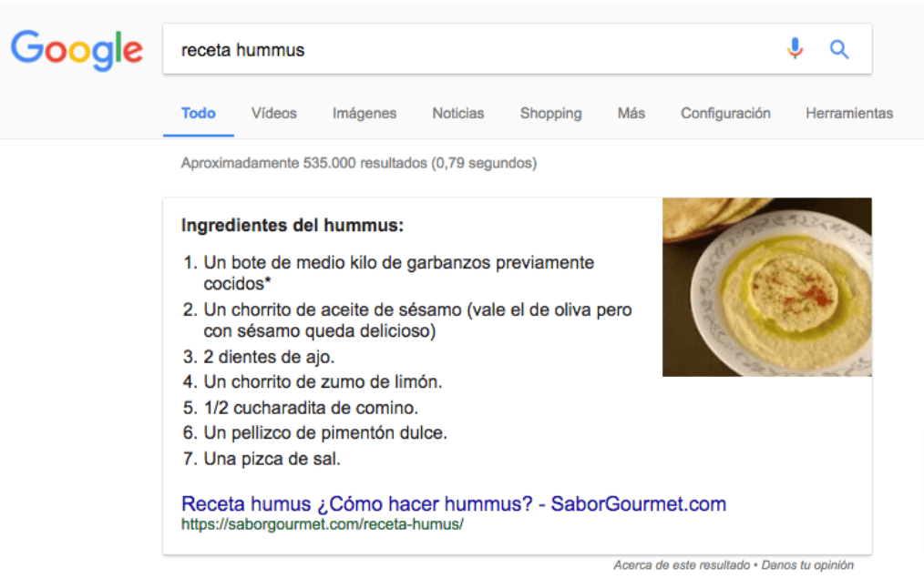 Zero clicks searches: featured snippets